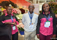 Ednah Choge together with Charles Mulemba of Sian Agriflora and Nancy Kutgat with GM Sian Maasai Flowers.